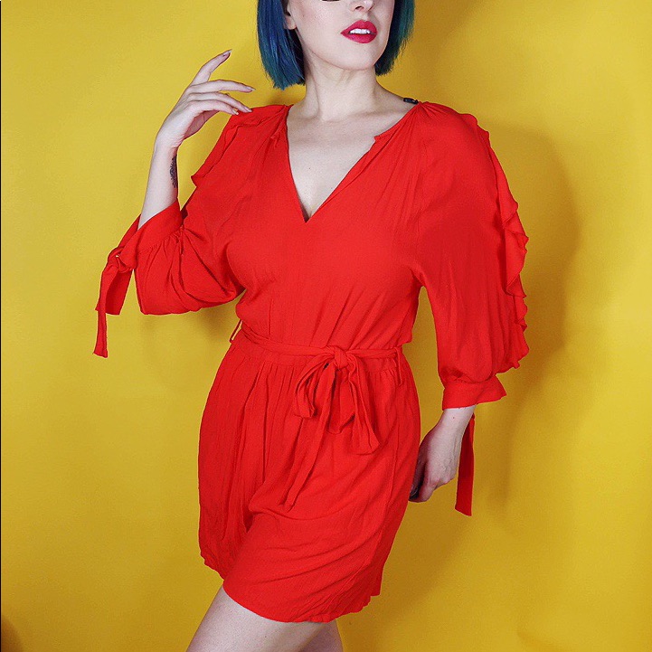 Red Ruffled Romper